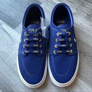 Polo Ralph Lauren Faxon X Sneakers Men’s Size 8 Blue Yellow Canvas Lace-Up Shoes